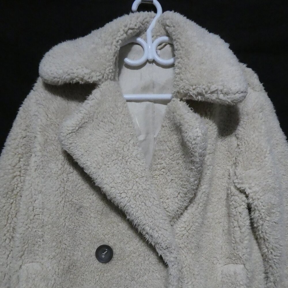 FREE PEOPLE | xs - extra small | Teddy - Furry Plush Double Breasted Pea Coat - Picture 4 of 16
